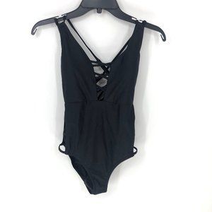 Jessica Simpson Strappy Plunge Solid Swimsuit S M